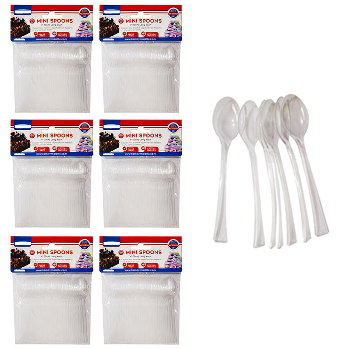 240ct Sample Taster Mini Spoons Dessert Clear Disposable Appetizer Utensil Short