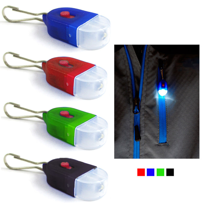 3 Mini Key Chain Flashlight Zipper Pull With LED Clip On Light Bright Torch Hook