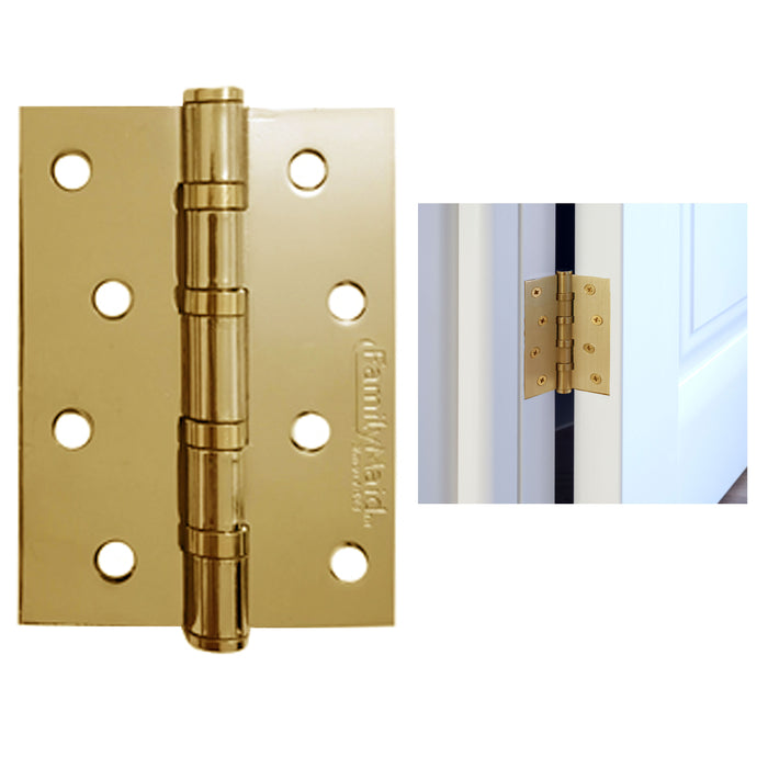 4" Door Hinge Brass Heavy Duty Interior Exterior Square Corner Thick Hardware