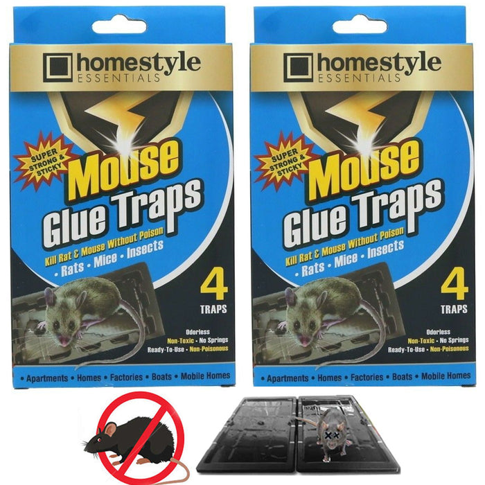 8Pc Mouse Traps Sticky Glue Rat Mice Disposable Glue Boards Baited Trays 4.5x3.5