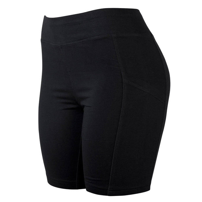 Women's Leggings Shorts w/ Pockets Athletic Running Exercise Sport Gym Black L