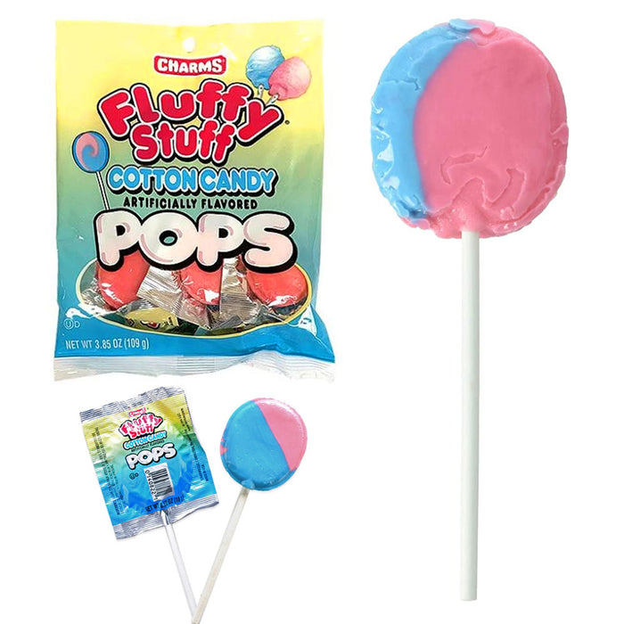 4 Bag Charms Cotton Candy Flavor Pops Lollipop Sucker Candies Party Treat 15.4oz