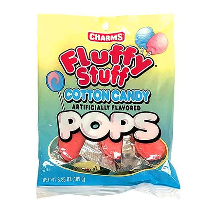 4 Bag Charms Cotton Candy Flavor Pops Lollipop Sucker Candies Party Treat 15.4oz