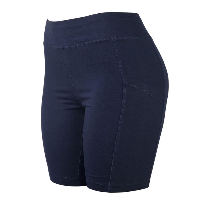 Women's Leggings Shorts w/ Pockets Athletic Running Exercise Sport Gym Navy S