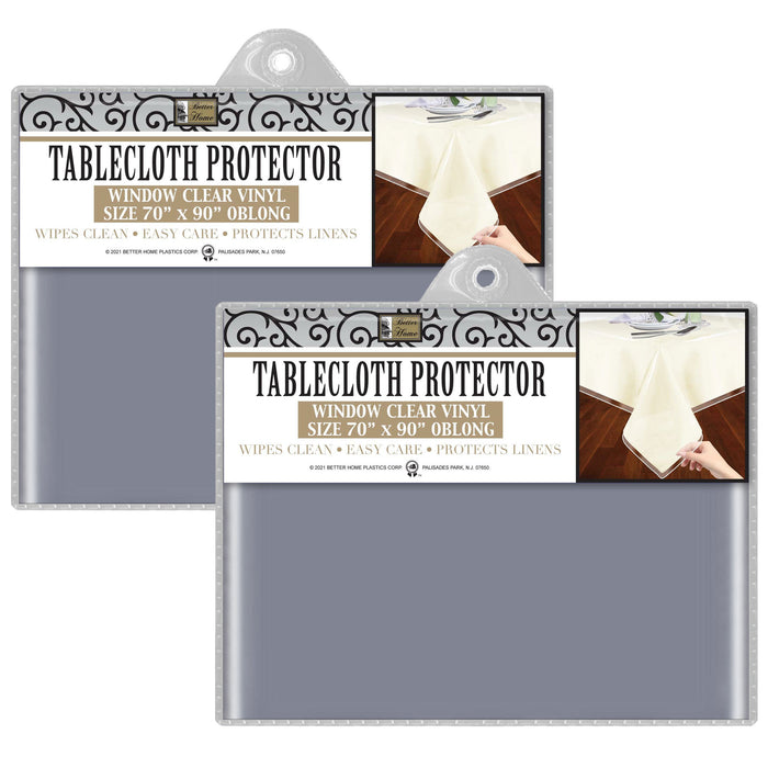 2 Pc Heavy Duty Window Clear Vinyl Tablecloth Protector Oblong Table Cover 70X90