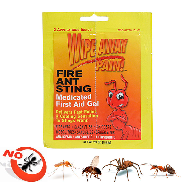 2x Fire Ant Medicated Gel Wipe Away Pain Camp Ointment Bug Insect Bite First Aid