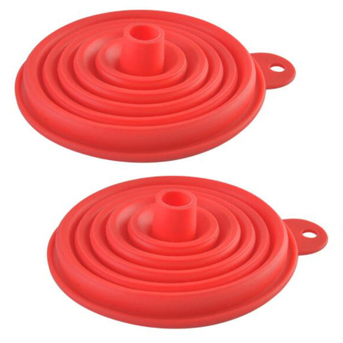 2pc Collapsible Silicone Funnel kitchen Foldable Heat Resistant Oil Water Liquid