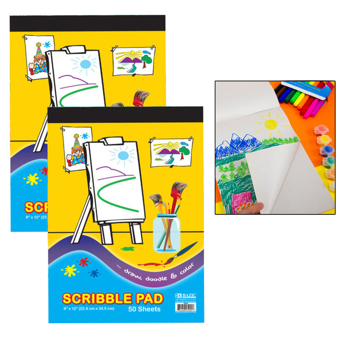 2 Pc Scribble Plain Paper Book Kids Drawing Pad Sketch Writing Coloring 50 Pages