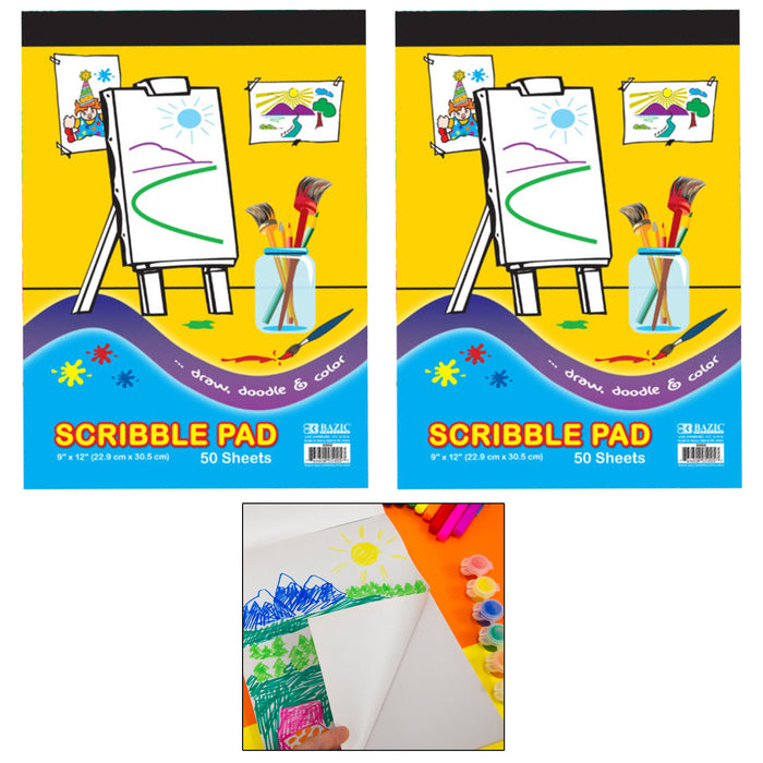 2 Pc Scribble Plain Paper Book Kids Drawing Pad Sketch Writing Coloring 50 Pages