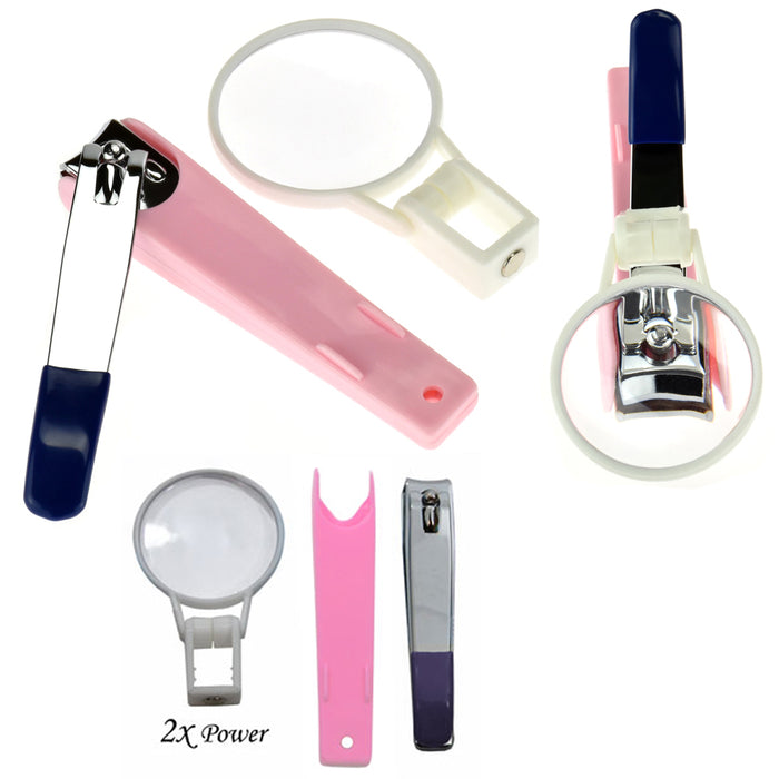 Clip Nail Clipper Built-In 2X Magnifier Toenail Fingernail Pedicure Senior Adult