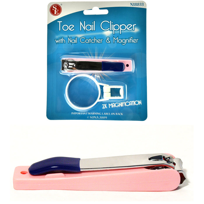 Clip Nail Clipper Built-In 2X Magnifier Toenail Fingernail Pedicure Senior Adult