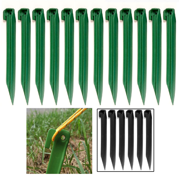 24 Pc Set Plastic Tent Stakes 9" Heavy Duty Pegs Canopy Stakes Camping Gardening