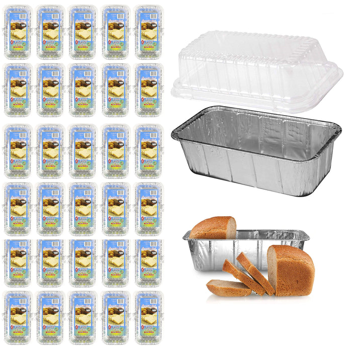 60Pc 2Lb Aluminum Loaf Pans Baking Disposable Tin Container With Lid Bread Mold