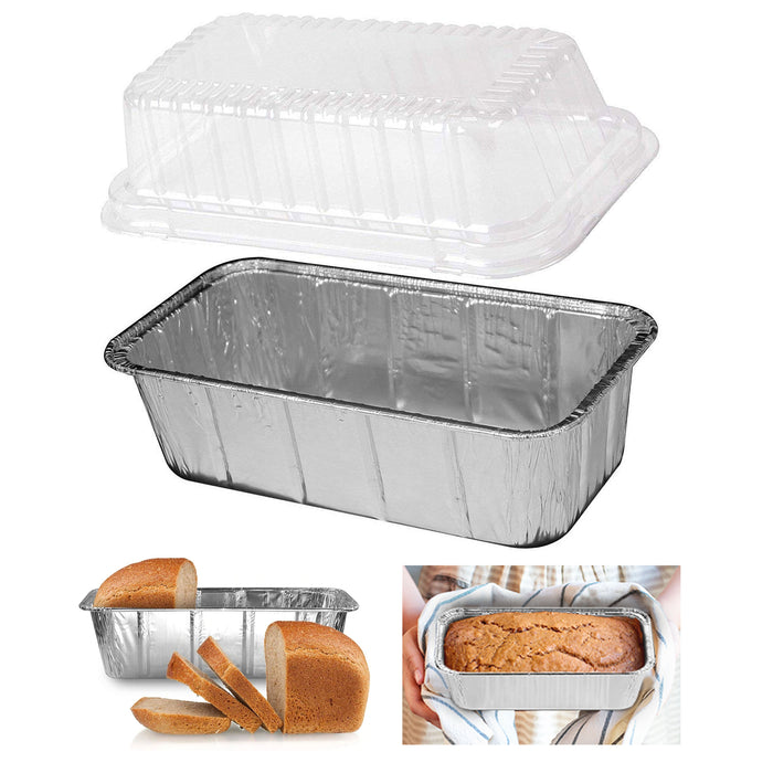 10 Aluminum Foil Loaf Pan Lids Disposable Oblong Baking Bread Tins Container 2LB