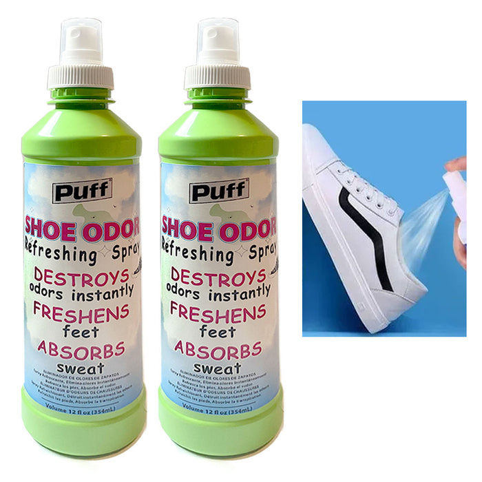 2 Shoe Deodorizing Spray Odor Eliminator Remover Absorbs Sweat Refreshing 12oz