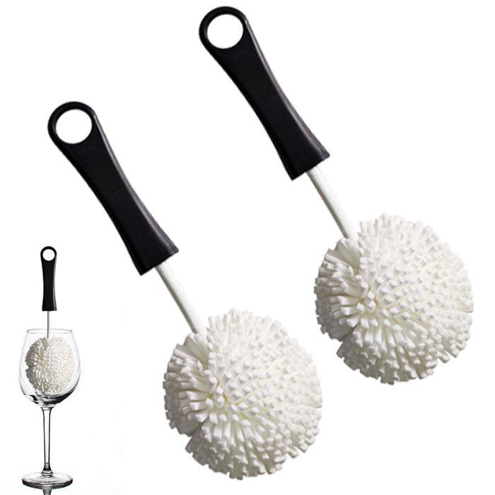 2 Foam Wine Glass Cleaner Brush Bottle Cleaning Non-Scratch Soft Foam Bristles