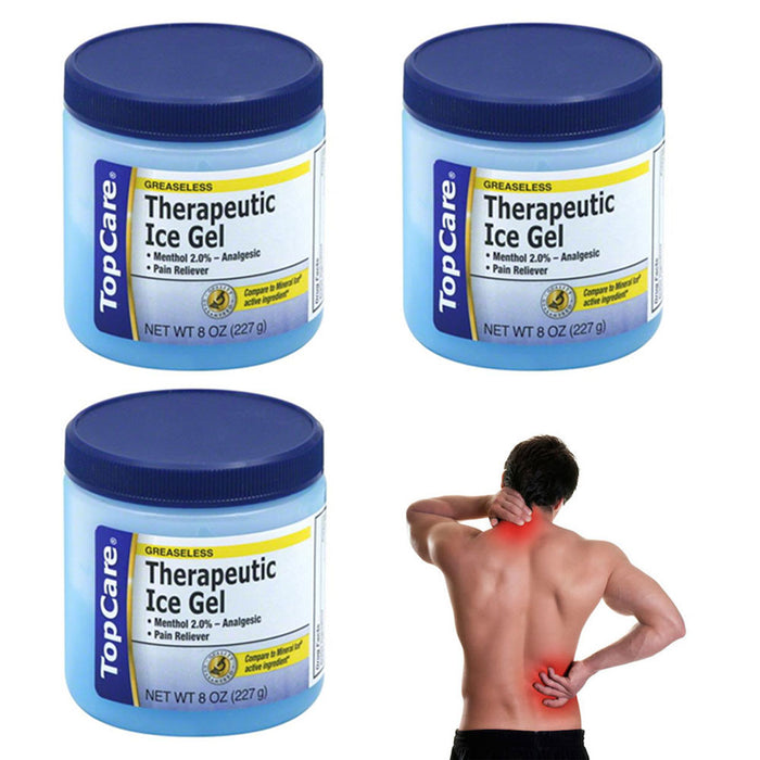 3 Pain Relief Gel 8oz Headache Sore Muscles Workout Menthol Sprain Rub Analgesic