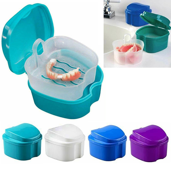 4 Pk Denture Storage Dental Mouthguard Container Case Bath Protect Orthodontic