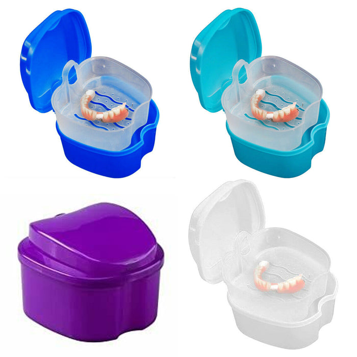 4 Pk Denture Storage Dental Mouthguard Container Case Bath Protect Orthodontic