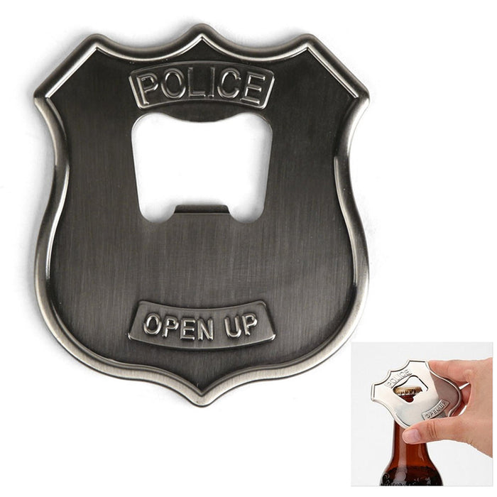 Open Up Police Badge Bottle Can Opener Steel Fun Parties Beer Cap Soda Bar Gift