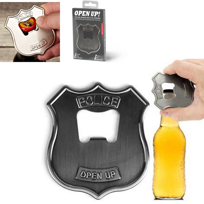 Open Up Police Badge Bottle Can Opener Steel Fun Parties Beer Cap Soda Bar Gift