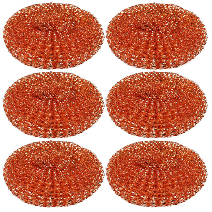 8 Scourer Steel Wire Mesh Ball Pads Kitchen Scrub Cleaning Pan Cleaner Scouring, Brown