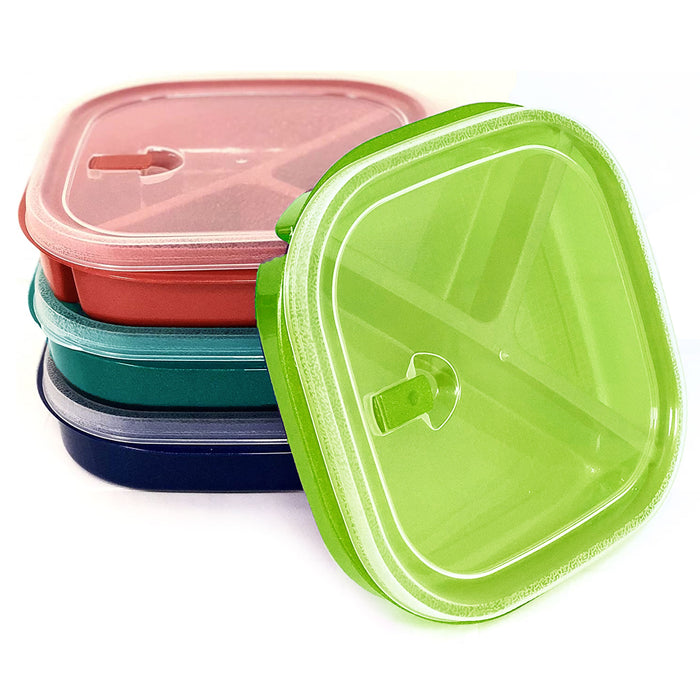 6 Reusable Food Storage Container Meal Prep 3 Section Plate Microwave BPA Free