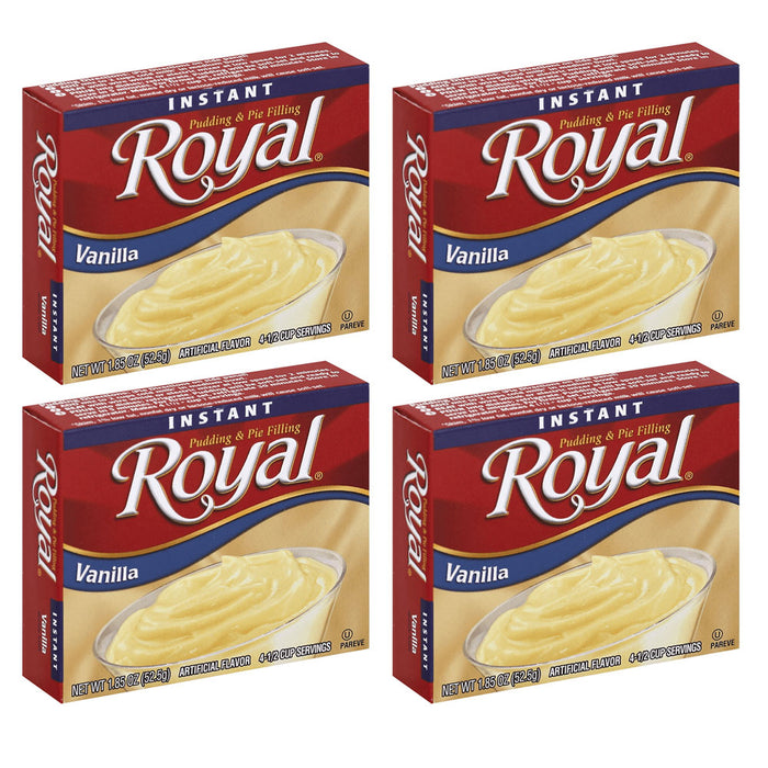 4 Pk Royal Instant Pudding Vanilla Dessert Mix Pie Filling Custard 1.85oz Each