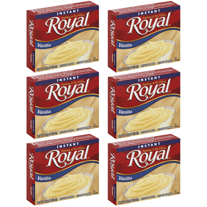 6 Pk Royal Instant Pudding Vanilla Fat Free Dessert Mix Pie Filling 1.85oz Each