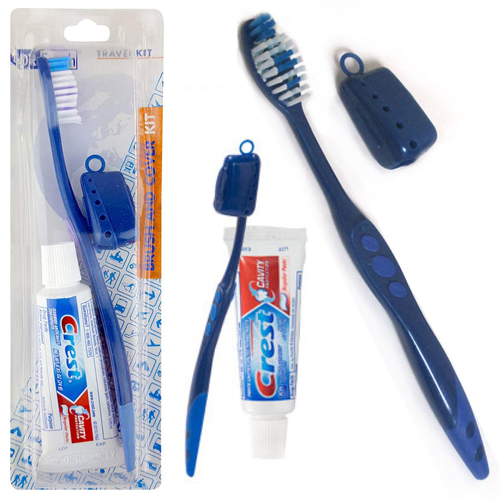 6 Packs Toothbrush Toothpaste Kit Travel Crest .85 oz Holder 3 Piece Set Compact