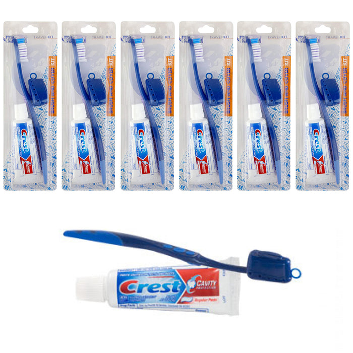 6 Packs Toothbrush Toothpaste Kit Travel Crest .85 oz Holder 3 Piece Set Compact