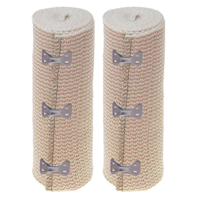 2 Rolls Large Elastic Bandages 6 Inch Clip Body Wrap Thigh Calf Sport First Aid