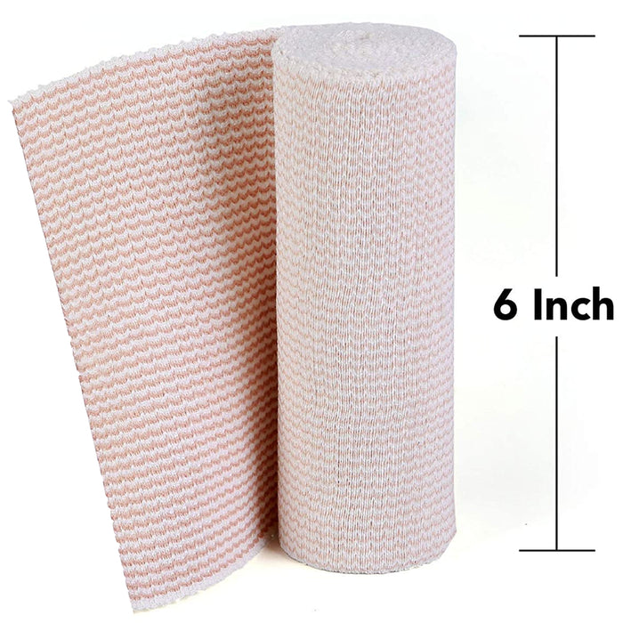 6 Rolls Flexible Large Elastic Bandages 6" Clip Body Wrap Thigh Calf Sport