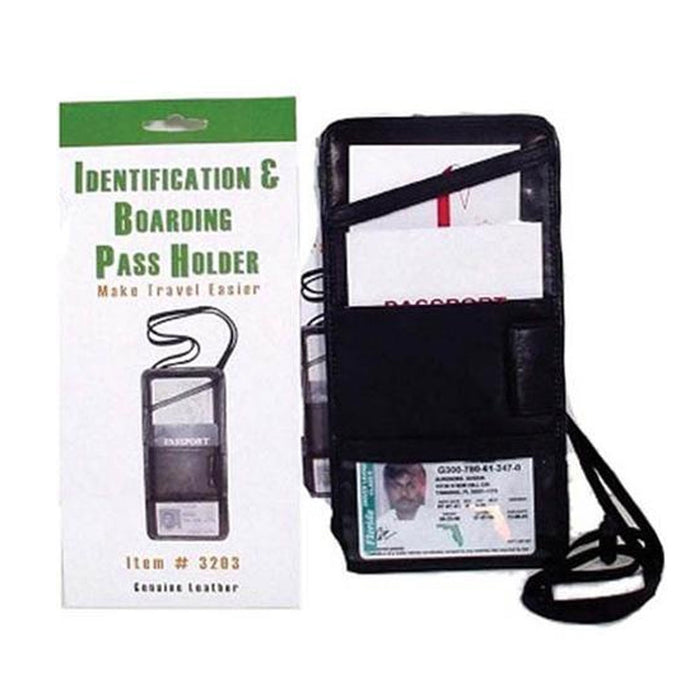 2 LEATHER BOARDING PASS PORT HOLDER TRAVEL WALLET ID US PASSPORT TICKET BLACK