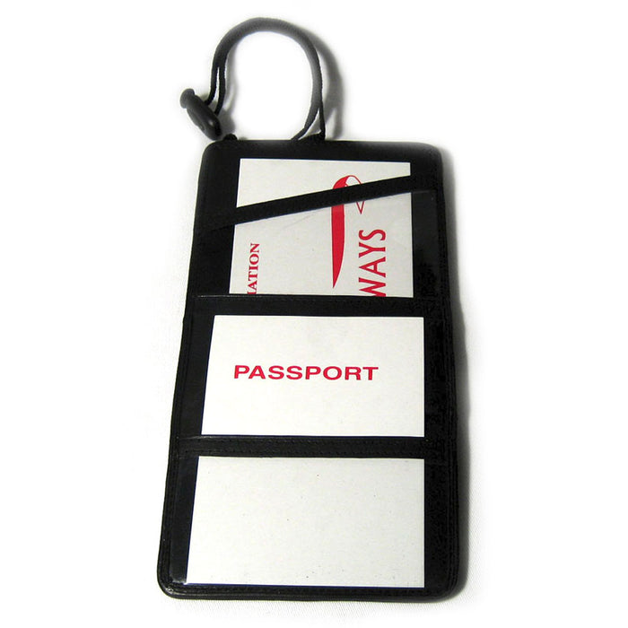 2 LEATHER BOARDING PASS PORT HOLDER TRAVEL WALLET ID US PASSPORT TICKET BLACK