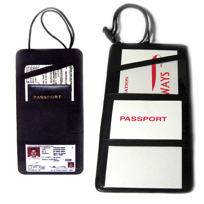 2 LEATHER BOARDING PASS PORT HOLDER TRAVEL WALLET ID US PASSPORT TICKET BLACK