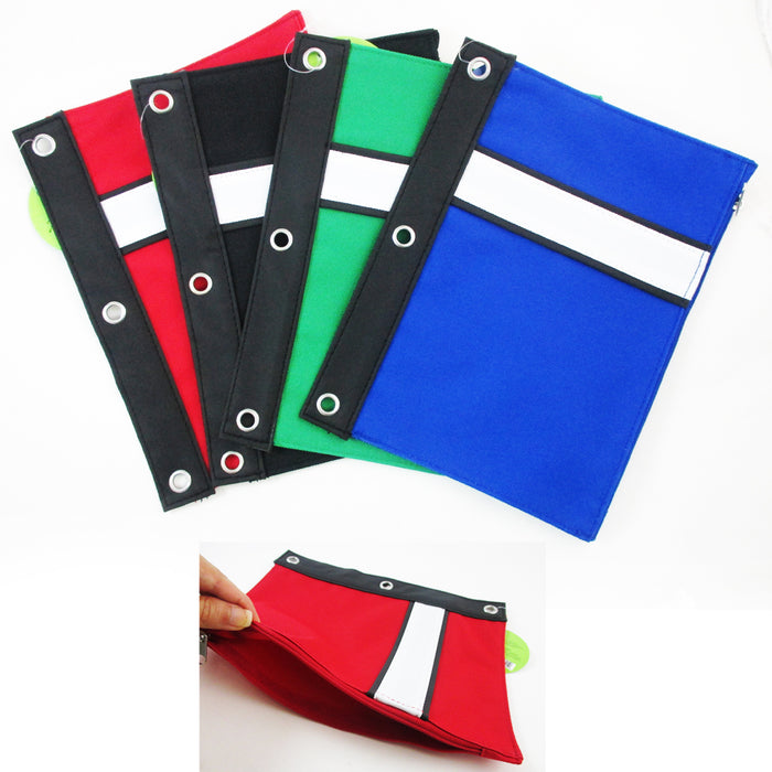 3 Pack Pencil Case Zipper 3 Ring Binder Pouch Office School Multipurpose Bag New