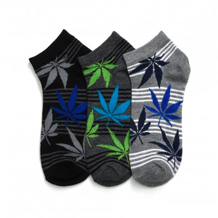 12 Pair Ankle Socks Cannabis Leaf Weed Pot Crew Low Cut Running Men Women 10-13