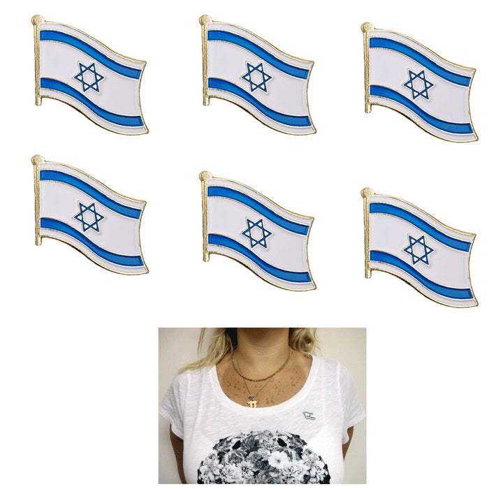 6 x Israel Flag Pin Lapel Jew Support Patriotic Tie Tack Jacket Enamel Badge