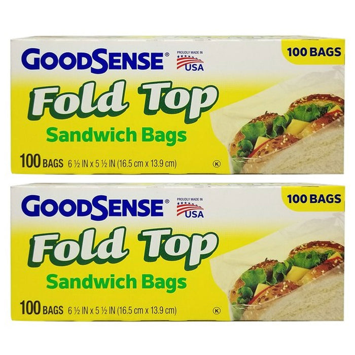 200 Ct Fold Top Sandwich Bags Poly Baggies Lunch Snacks School Food Storage