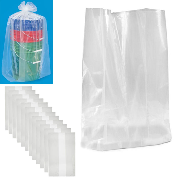 12 Pk Clear XL 3 Mil Gusseted Polyethylene Bags Poly Liner FDA USDA 20"x18"x 36"