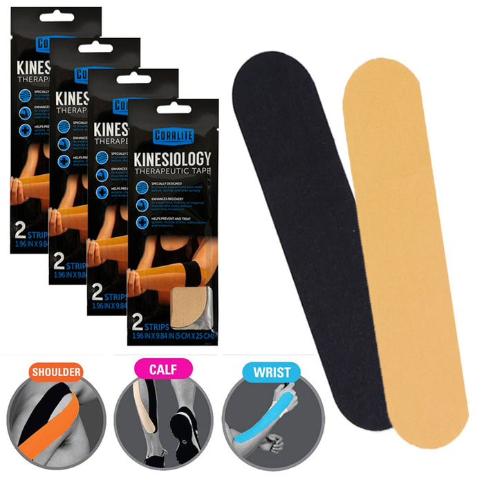 8 Pc Kinesiology Tape Precut Strips Elastic Therapeutic Muscle Sports Athletic