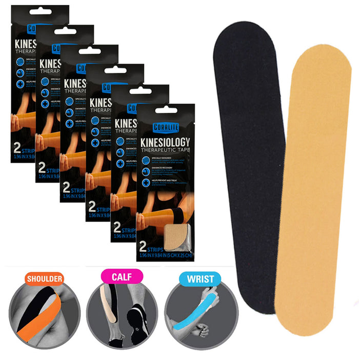 12 Waterproof Kinesiology Tape Precut Strips Therapeutic Muscle Sports Athletic