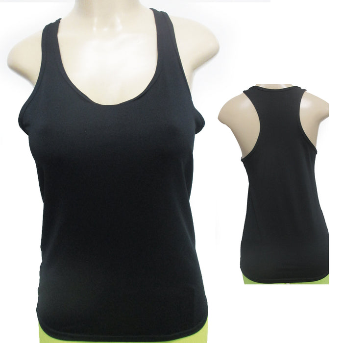 Womens Racerback Stretch Tank Top Yoga Run Traininng Cami Hot Tee Sports Black M