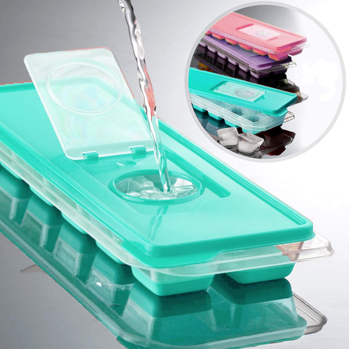 Ice Cube Trays 6pk Silicone Removable Lid Easy-Release Flexible 12-cube Tray BPA