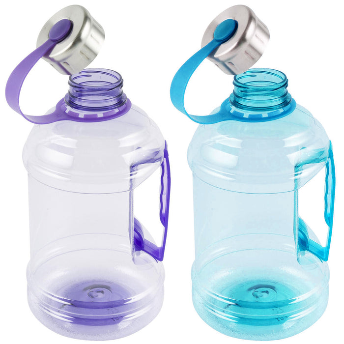 2 Sports Bottles 1 Liter Water Jug Wide BPA Free Plastic Canister Hiking Outdoor