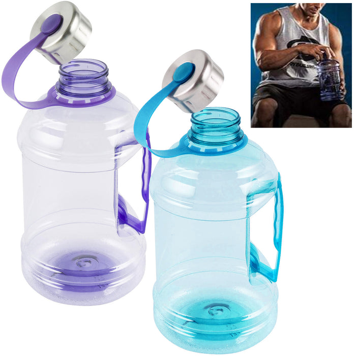 2 Sports Bottles 1 Liter Water Jug Wide BPA Free Plastic Canister Hiking Outdoor