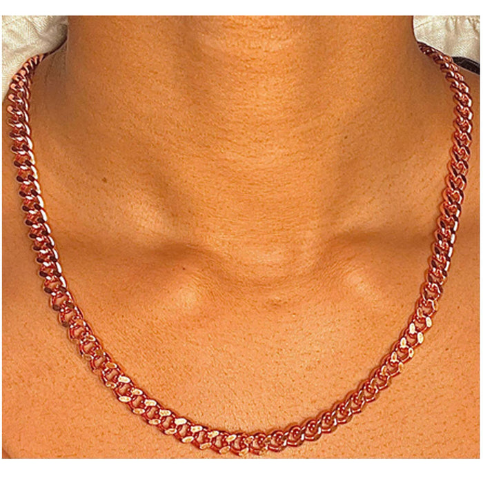 1 Pure Copper Necklace Cuban Link 24" Heavy Solid Statement Jewelry Chain Unisex