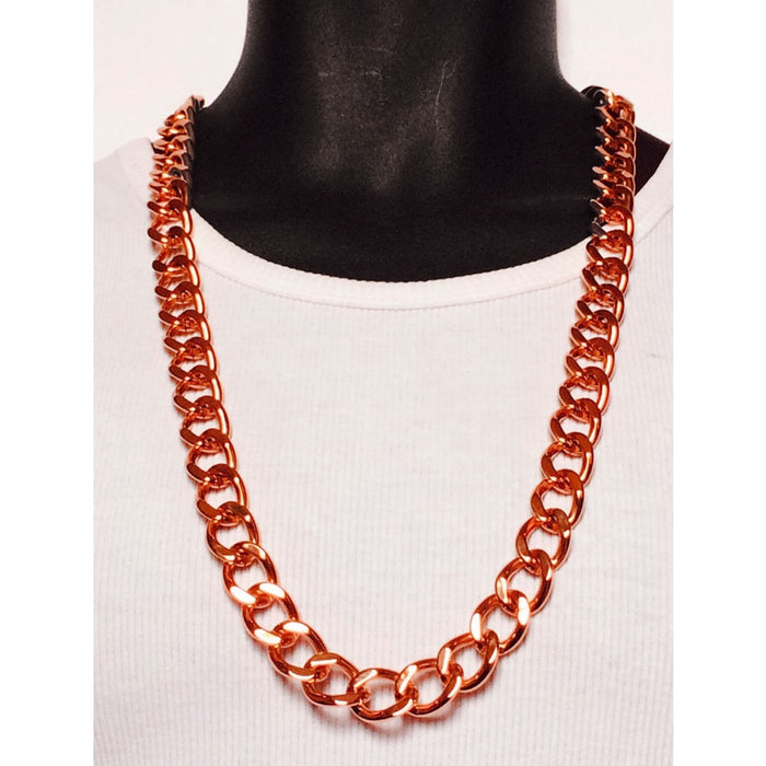 1 Pure Copper Chunky Cuban Link Necklace 24" Heavy Solid Statement Jewelry Chain