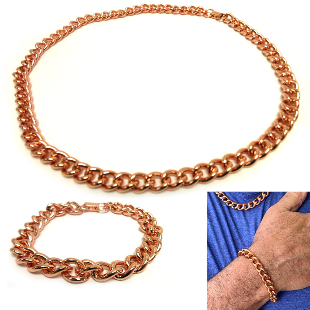 1 Pure Copper Necklace Cuban Link 24 Heavy Solid Statement Jewelry Chain Unisex